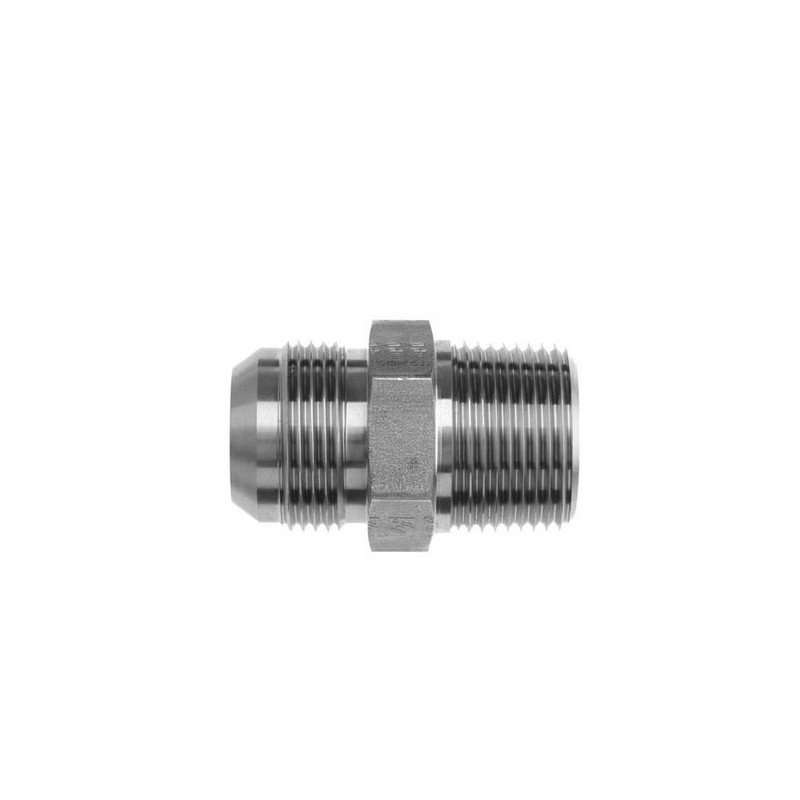 Forged Steel Straight Adapter - 3/8 in Male JIC 37-degree Flare x 1/2 in Male Pipe Rigid