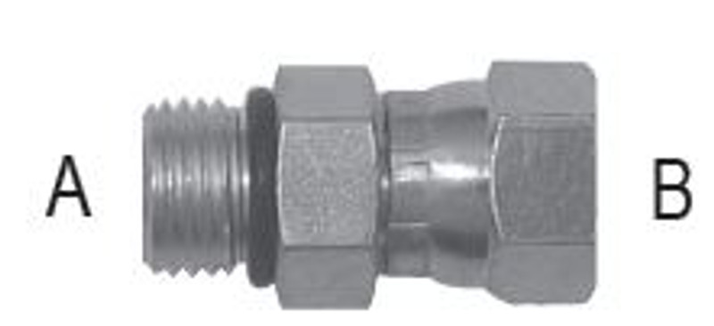 Male O-Ring to F Pipe Swivel Straight - 9/16-18 A, 1/4-18 B