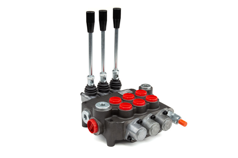 Chief Directional Control Valve, 10 GPM, 4 Way 3 Pos, 3 Spool, Tandem Center with 180 degree rotated handles.