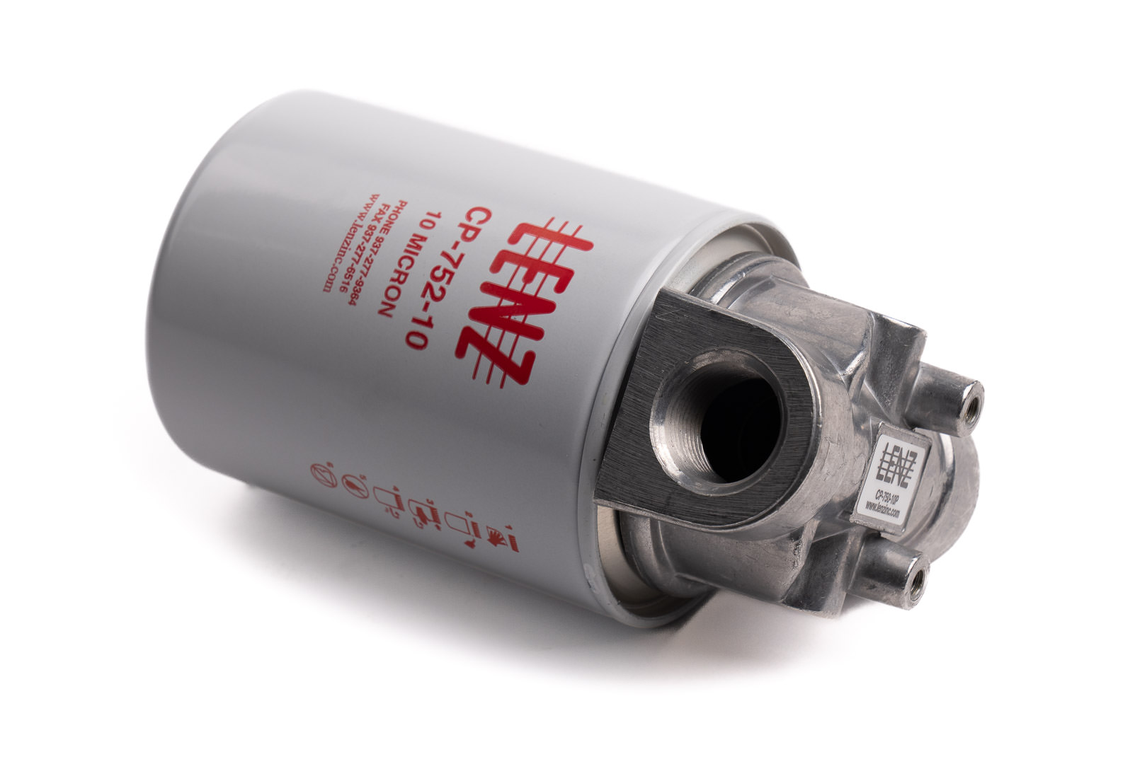 Lenz Spin-On Filters Assembly: 10 Micron, 3/4 NPTF Port, 15 PSI Bypass