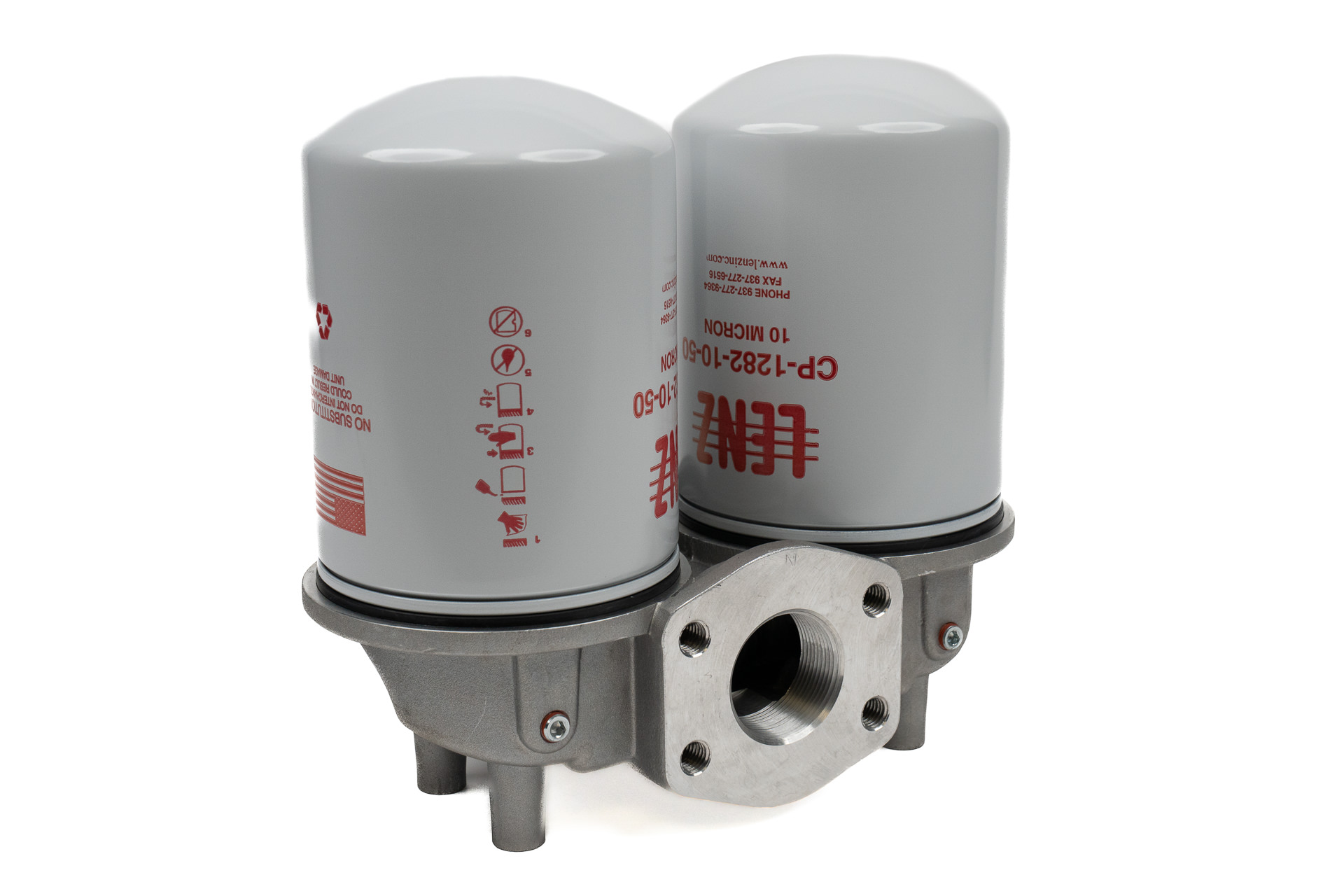 Lenz Spin-On Filter Assembly - Double: 10 Micron,150 PSI, 100 GPM