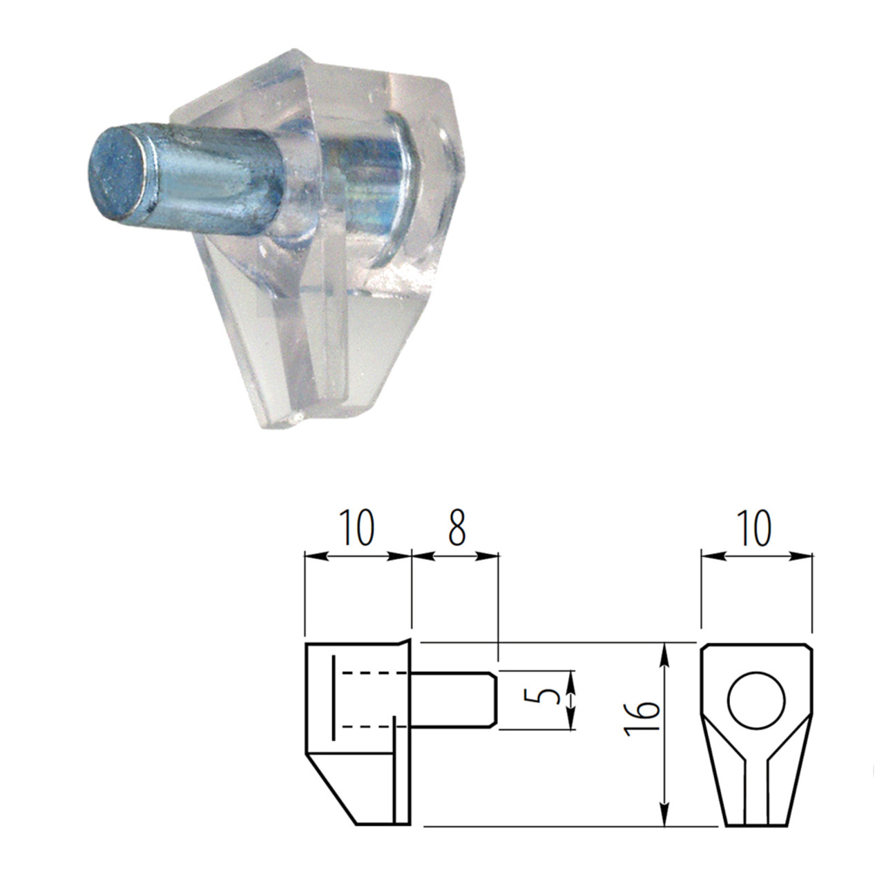 GTV Glass Shelf Supports Plug in Steel Pegs Pins