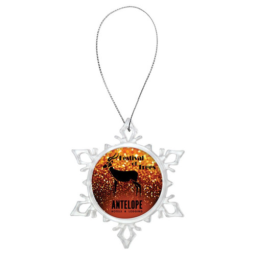 3 5/8" Snowflake Ornament with 2" Insert Holder & Silver String (Insert Not Included) — supplier item before personalization