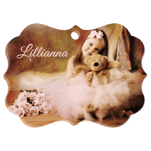 3.95" x 2.85" White Benelux Acrylic Ornament, 1-Sided (Ribbon/Hanger Not Included) — supplier item before personalization