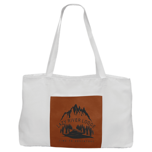 19" x 12" White Bag with 5" Rawhide Laserable Leatherette Gusset — supplier item before personalization