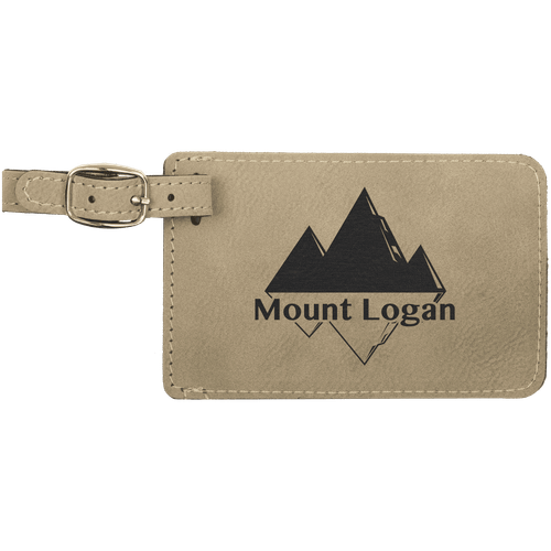 4 1/4" x 2 3/4" Light Brown Laserable Leatherette Luggage Tag — supplier item before personalization