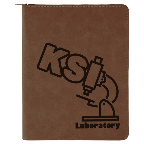9 1/2" x 12" Dark Brown with Zipper Laserable Leatherette Portfolio with Notepad — supplier item before personalization
