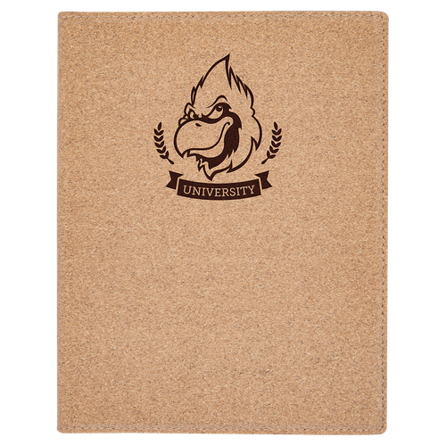 7" x 9" Small Cork Portfolio with Notepad — supplier item before personalization