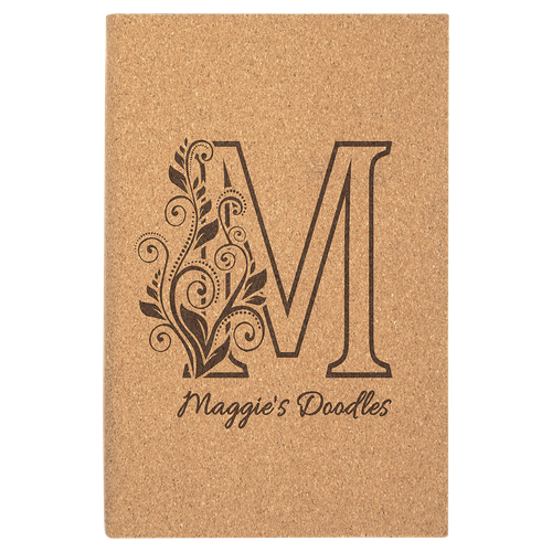 5 1/4" x 8 1/4" Cork Sketch Book with Unlined Notepad — supplier item before personalization