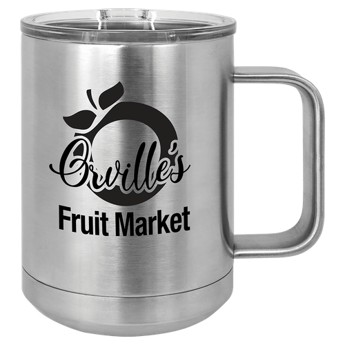 Polar Camel 15 oz. Stainless Steel Vacuum Insulated Mug with Slider Lid — supplier item before personalization