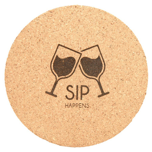 4" Round Cork Coaster — supplier item before personalization