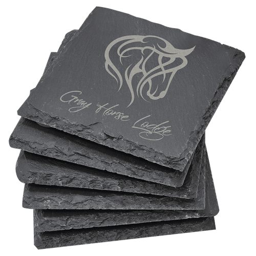 4" x 4" Square Slate Coaster Set-6 Piece — supplier item before personalization