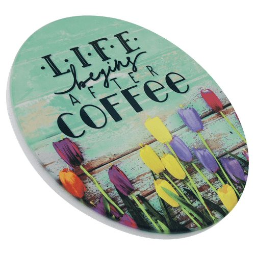 4 1/4" Sublimatable Round Sandstone Coaster — supplier item before personalization