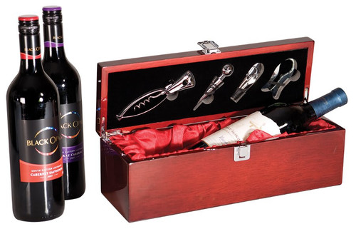 Rosewood Piano Finish Single Wine Box with Tools — supplier item before personalization