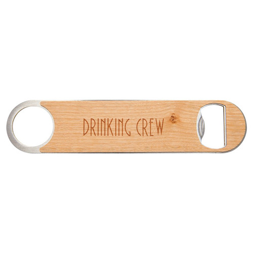 1 1/2" x 7" Bottle Opener with Wood Veneer — supplier item before personalization