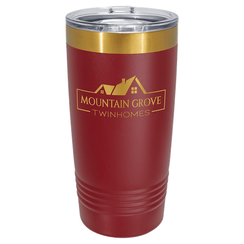 Polar Camel 20 oz. Maroon/Bright Gold ION-Plated Ringneck Tumbler with Slider Lid — supplier item before personalization