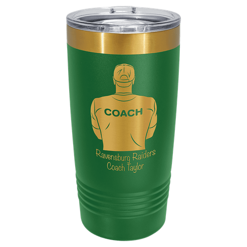 Polar Camel 20 oz. Green/Bright Gold ION-Plated Ringneck Tumbler with Slider Lid — supplier item before personalization
