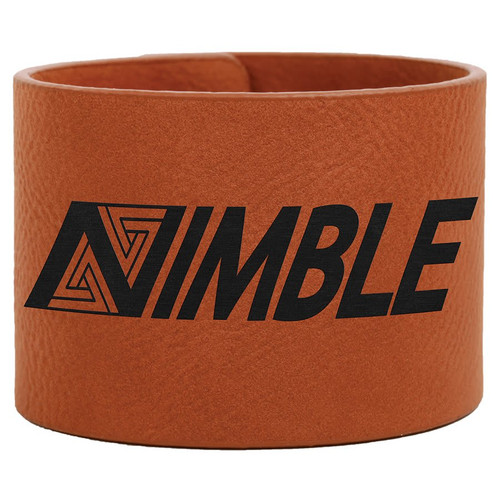 9 1/2" x 2" Rawhide Laserable Leatherette Cuff Bracelet — supplier item before personalization