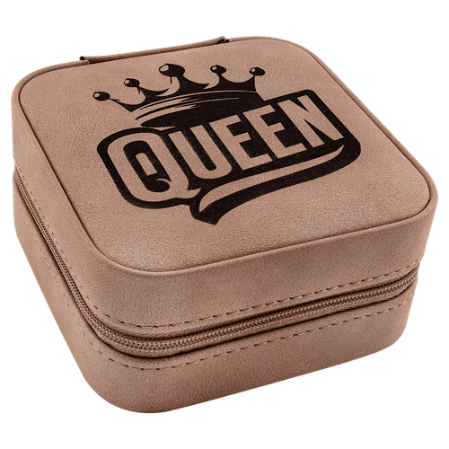 Travel Jewelry Box - Laserable Leatherette, Creekside Collection, 4" x 4", Blush — supplier item before personalization