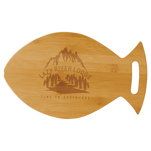 14" x 8 1/2" Bamboo Fish Shaped Cutting Board — supplier item before personalization