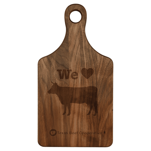 13 1/2" x 7" Walnut Paddle Shape Cutting Board — supplier item before personalization