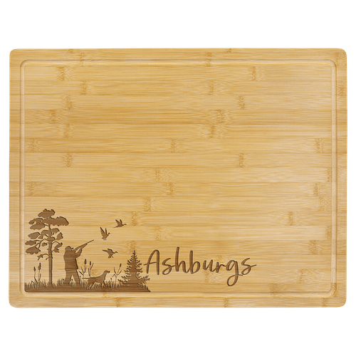 19 3/4" x 15" Bamboo Cutting Board with Drip Ring — supplier item before personalization