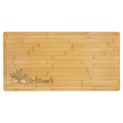 23 3/4" x 12" Bamboo Cutting Board with Drip Ring — supplier item before personalization