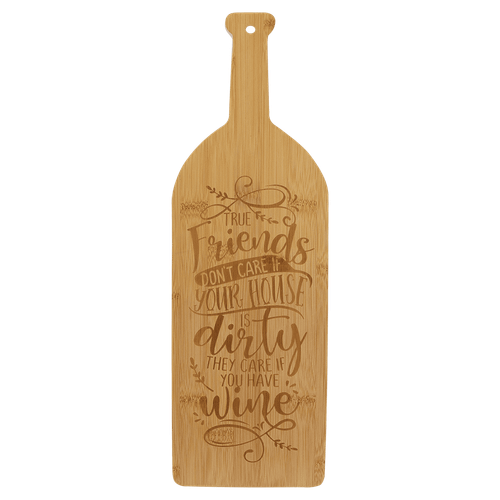 17" x 5 1/4" Bamboo Wine Bottle Cutting Board — supplier item before personalization