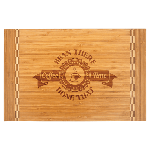 18 1/4" x 12" Bamboo Cutting Board with Butcher Block Inlay — supplier item before personalization