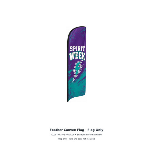 Feather Convex Flag - Flag Only — illustrative product mockup with fictional example artwork. Flag only • Pole and base not included.