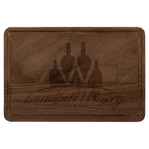 9" x 6" Walnut Cutting Board with Drip Ring — supplier item before personalization