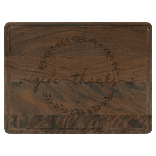 11 1/2" x 8 3/4" Walnut Cutting Board with Drip Ring — supplier item before personalization