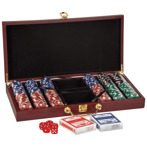 Rosewood Finish 300 Chip Poker Set — supplier item before personalization