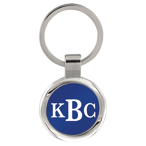 3" Blue Laserable Round Keychain — supplier item before personalization
