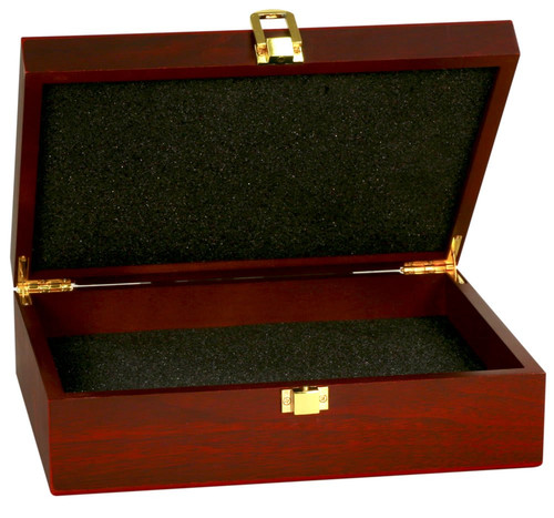 10 1/4" x 7 1/2" x 3 1/8" Rosewood Finish Gift Box — supplier item before personalization