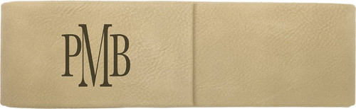 6 1/2" x 2" Light Brown Laserable Leatherette Double Pen Case — supplier item before personalization