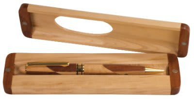 6 3/4" x 1 7/8" Maple/Rosewood Finish Pen Case (Case only, pen not included) — supplier item before personalization