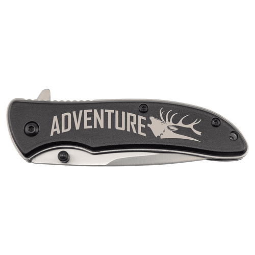 Bison River 4 1/4" Black Everyday Carry Knife — supplier item before personalization