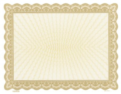 8 1/2" x 11" Gold Bison Series Blank Certificate — supplier item before personalization