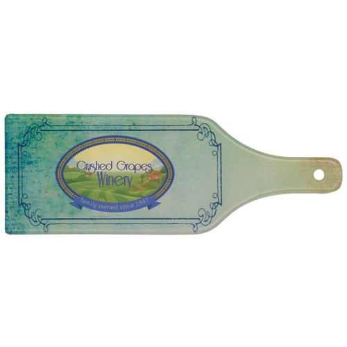 12 1/2" x 4 1/2" Wine Bottle Shaped Glass Sublimatable Cutting Board — supplier item before personalization