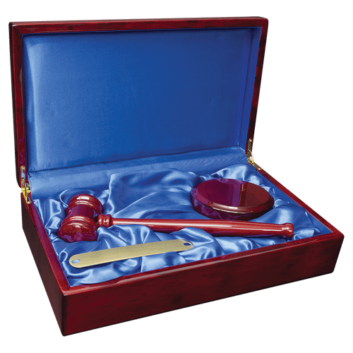 Rosewood Piano Finish Directors Gavel Set — supplier item before personalization