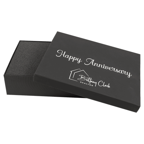 9 5/8" x 6 7/8" Black Lazerburst Gift Box-Lasers to Silver — supplier item before personalization