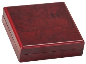 4 1/4" x 4 1/4" Rosewood Finish Medal Box — supplier item before personalization