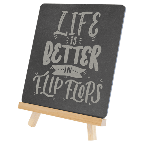 6 3/4" x 7 3/4" Wood/Slate Easel — supplier item before personalization
