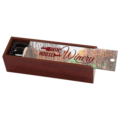 Rosewood Finish Wine Box with Sublimatable Lid — supplier item before personalization