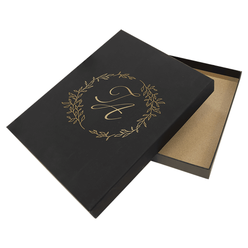 8 x 10 Black/Gold Lazerburst Plaque Presentation Box — supplier item before personalization
