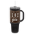 Polar Camel 40 oz. Black with Rustic/Silver Laserable Leatherette Travel Mug with Handle & Straw — supplier item before personalization