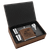 6 oz. Dark Brown Laserable Leatherette Flask Gift Set — supplier item before personalization