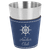 2 oz. Blue/Silver Laserable Leatherette & Stainless Steel Shot Glass — supplier item before personalization