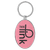 3" x 1 3/4" Laserable Leatherette/Metal Pink Oval Keychain — supplier item before personalization